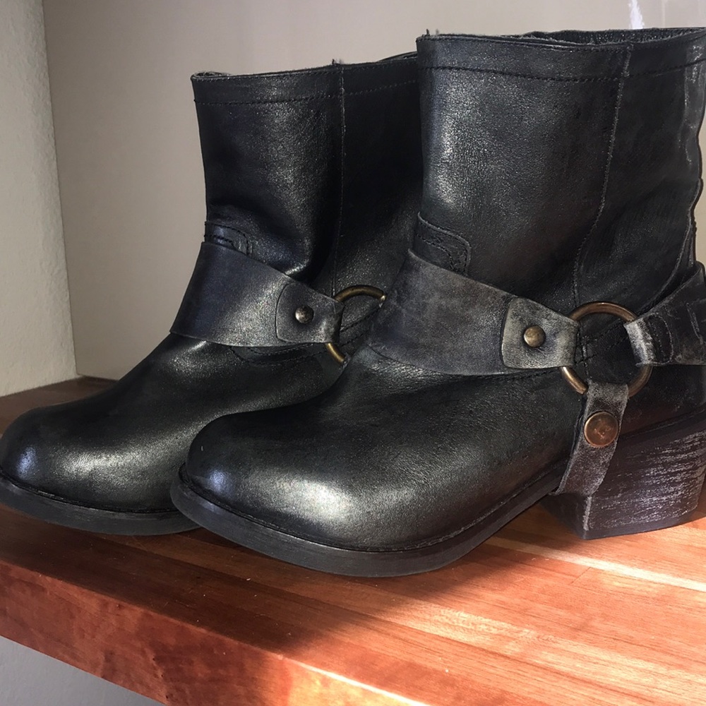 Carvela “Sherilyn” Leather Biker Ankle Boots